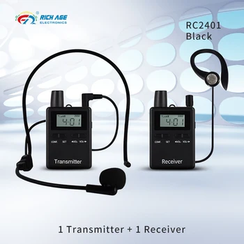 Горячая продажа Аудиосистемы RC 2401 для гидов 1 Черный передатчик Плюс 1 приемник с микрофоном для путешествий на открытом воздухе и обучения