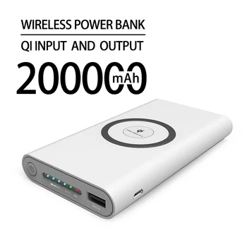 Беспроводной блок питания емкостью 200000 мАч с двусторонней быстрой зарядкой Powerbank, портативное зарядное устройство type-c, внешний аккумулятор для iPhone