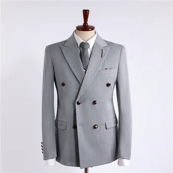 5XL (куртка + жилет + брюки), деловой мужской костюм высокого класса, свадебное платье для жениха из трех предметов, однотонный костюм
