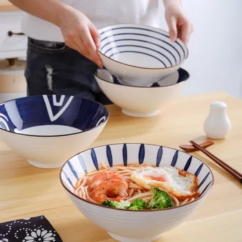 8-дюймовая миска для ламианской лапши в японском стиле, Бытовая большая миска для лапши быстрого приготовления, Керамическая миска для шляп, миска для супа, посуда