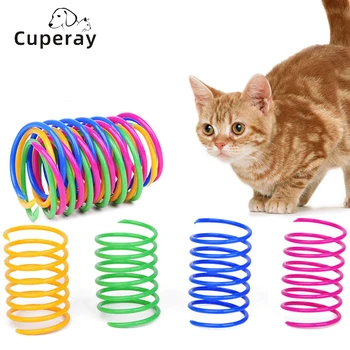 Спиральная пружина для кошек, 20шт, креативная игрушка для кошек, чтобы убить время и поддерживать форму, Интерактивная игрушка для кошек, прочные пластиковые разноцветные пружины, игрушка для кошек