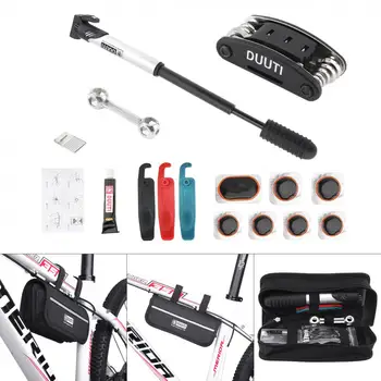 Многофункциональные наборы для ремонта велосипедов DUUTI, сумка для шоссейного велосипеда MTB, Велосипедное снаряжение с насосом, лом, 16 в 1, Наборы гаечных ключей