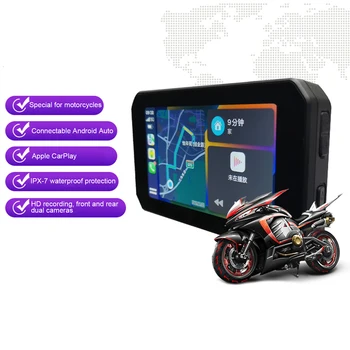 Мотоциклетный специальный навигатор с 5-Дюймовым сенсорным экраном IPX7 Водонепроницаемый Беспроводной Apple CarPlay Wireless Android Auto Портативный GPS Navig