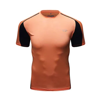 Мужская компрессионная спортивная футболка для тренажерного зала, толстовка для бега с коротким рукавом, быстросохнущая тренировочная рубашка для бодибилдинга, фитнеса