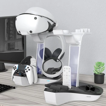 Док-станция для зарядки PS VR2, профессиональный контроллер, подставка для зарядки, светодиодный индикатор, шлем для хранения, наушники, кронштейн для PS VR2