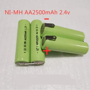 2 шт./лот 2,4 В 2500 мАч AA NI-MH аккумуляторная батарея для электробритвы
