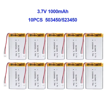 10ШТ 503450/523450 3,7 В 1000 мАч Полимерно-Литиевая Аккумуляторная Батарея Li-ion Battery JST PH2.0-2P для GPS смартфона DVD MP5
