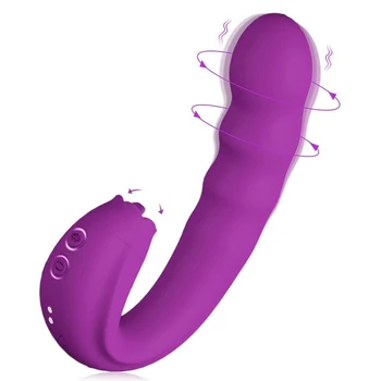 Клиторальные секс-игрушки Для женского облизывания, Вращающийся вибратор точки G Для женщин, 3 В 1, Фаллоимитатор с языком для клитора, Вагинальный вибростимулятор