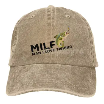 Milf Man. Я люблю рыбацкую шляпу, мужские и женские регулируемые кепки для дальнобойщиков, модные выстиранные джинсовые кепки для улицы, черная бейсболка