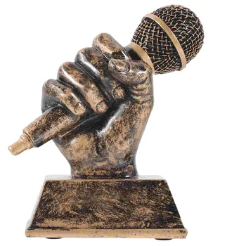 Реквизитный микрофон, музыкальный трофей, скульптура из смолы, награда за пение, мини-участник, подбадривающий персонал