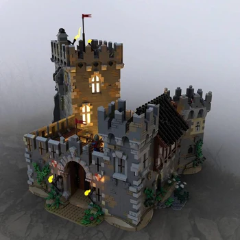 7560 шт. + MOC Львиный замок Средневековой архитектуры, модель с видом на улицу, Строительные блоки, собранные игрушки, кирпичи, Aldult Детский подарок