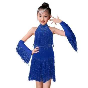 Профессиональное Платье для Латиноамериканских танцев для девочек, Детская Танцевальная одежда, Детская одежда для выступлений на Латиноамериканской сцене