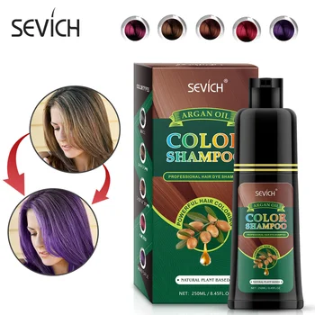 Sevich 250 мл Шампунь-краска для волос с Аргановым Маслом Темно-Коричневый Натуральный Быстрый Краситель Для Окрашивания Волос Cover Hair Colors Shampoo