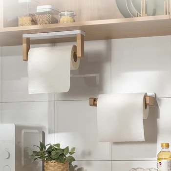 Кухонная вешалка для бумажных полотенец, перфорированная, свободно подвешенная на стену, креативный шкаф из массива дерева, перевернутый держатель туалетной бумаги