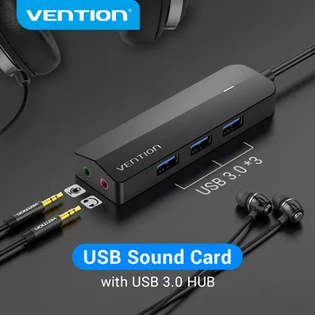 Звуковая карта Vention USB 2 в 1, внешняя звуковая карта, аудиоадаптер от USB до 3,5 мм для ноутбука с микрофоном для наушников, концентратор USB 3.0