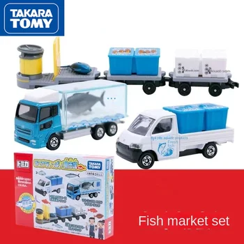 TAKARA TOMY Детский игрушечный автомобиль Подарок для мальчика, 3 шт. набор для перевозки морепродуктов и водных продуктов, набор грузовиков, модель игрушечного автомобиля из сплава