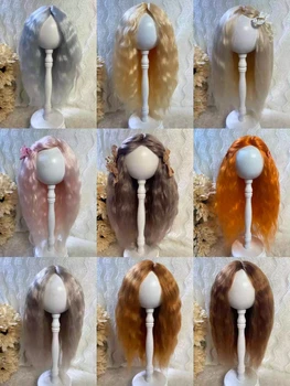 Кукольные парики для Blythe Qbaby из мохера с длинными вьющимися волосами и шалью на голове 9-10 дюймов