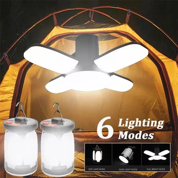 Наружное освещение Портативные светодиодные солнечные фонари для кемпинга USB Перезаряжаемые Аварийные огни ночного рынка Водонепроницаемая Складная лампа для палатки