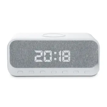 Часы W28 Беспроводная зарядка Bluetooth-совместимый динамик, совместимый с функцией FM, Термометр, беспроводное зарядное устройство, поддержка Iphone