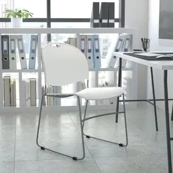 HERCULES Series 880. Вместительный Белый Ультракомпактный стул Stack с Каркасом из фанеры с серебристым порошковым покрытием Sillas para barra d