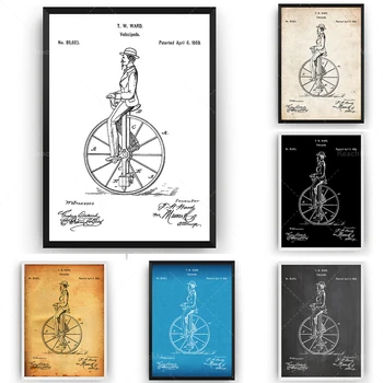Velocipede 1869, Настенный художественный Плакат с Патентом, Велосипедные Чертежи, Подарки