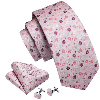 Изысканный розовый цветочный мужской галстук, свадебный шелковый платок Высокого качества, запонки, наборы для вечеринок, деловой костюм.Wang Designer 6492