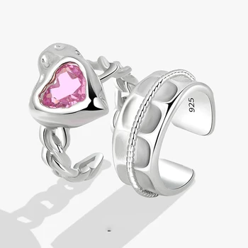 Оригинальные гладкие широкие кольца из стерлингового серебра 925 пробы Для женщин, Свадебные обручальные серебряные женские винтажные кольца, изысканные ювелирные изделия