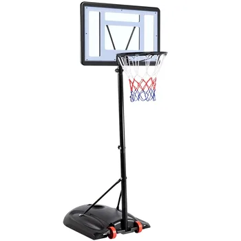 Портативная баскетбольная система для юниоров высотой до 8,2 футов для детей, юниоров и молодежи для помещений и улицы с баскетбольным кольцом на колесах