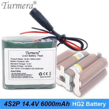 Turmera 14,4 V 16,8V 6000 mAh 4S2P Литиевый аккумулятор TUR18650HG2 3000 mAh 30A Аккумуляторный элемент с 40A BMS для Батареи Отвертки