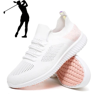 Новые Летние женские дышащие туфли для гольфа с вырезами, Уличная обувь для фитнеса, Модная легкая обувь для гольфа для начинающих девушек
