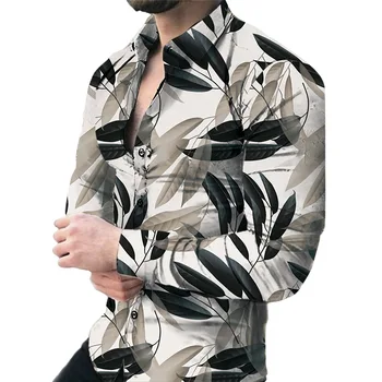 Мужская одежда, рубашки с длинными рукавами и принтом для мужчин, Роскошная мужская дизайнерская гавайская Модная Элегантная классическая мода