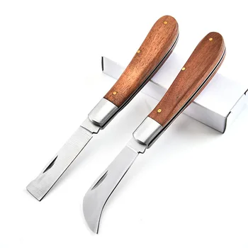 Ножи-грибы с ручкой из розового дерева, многофункциональные острые ножи для выживания в походе, складной нож для выживания из нержавеющей стали
