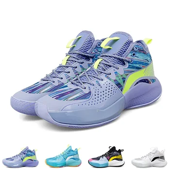 Дышащая мужская Баскетбольная обувь, Нескользящая Женская Баскетбольная обувь 2023, Уличные Баскетбольные ботинки с высоким берцем Для мужчин, Новое поступление на подушке