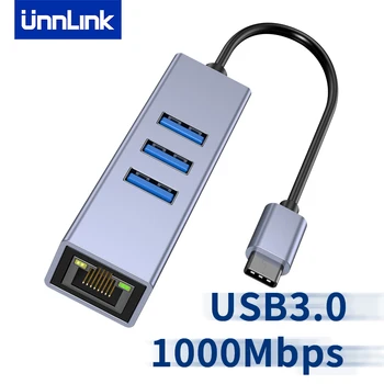 UNNLINK USB Ethernet концентратор Адаптер 1000 Мбит/с USB3.0 RJ45 Кабель-адаптер локальной сети Для Портативных ПК Xiaomi TV Macbook USB-C концентратор Сетевая карта