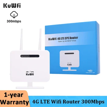 KuWFi 4G LTE Маршрутизатор 300 Мбит/с Разблокированный WiFi маршрутизатор Беспроводной модем AP Маршрутизатор со слотом для sim-карты Порт RJ45 Высокоскоростная антенна