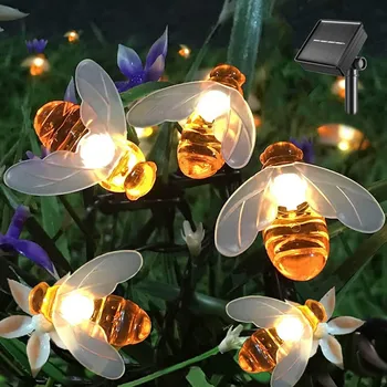 Уличные Гирлянды на солнечной энергии 7 м 12 м, Водонепроницаемая имитация Медоносных пчел, светодиодный солнечный гирляндный светильник для сада, патио, Рождественский декор