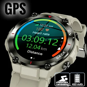 K37 GPS Смарт-часы Мужские для Xiaomi Android Ios 5atm Ip68 Водонепроницаемые спортивные часы Уличные Прочные военные Умные часы для Плавания