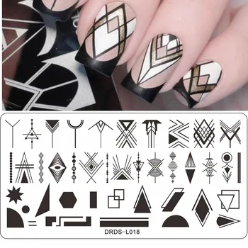 1 шт. Геометрические Шаблоны для ногтей, Штамповочная Пластина для геометрического дизайна ногтей, Пластина для штамповки ногтей, Штамп для штамповки ногтей своими руками