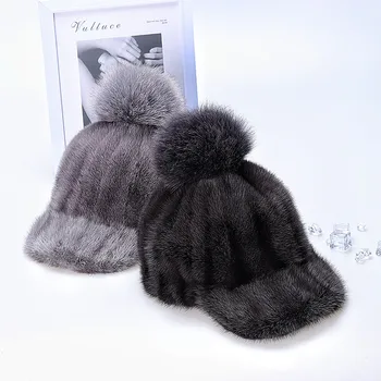 Новые теплые шапки Beanie из натурального меха норки Зимние шапки для женщин Роскошные модные шляпы оптом Зимние шапки для леди