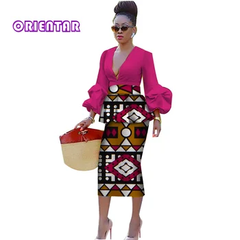 Комплект юбок ORIENTAR в африканском стиле, Женские Топы и юбки с глубоким V-образным вырезом, Комплект из 2 предметов, Женские Африканские костюмы, Наряды, Платья Aakara, WY3923