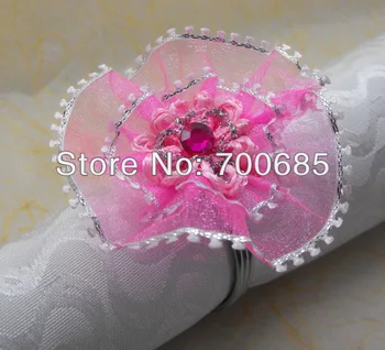 кольцо для салфеток с розовым цветком из органзы, держатель для салфеток для свадьбы