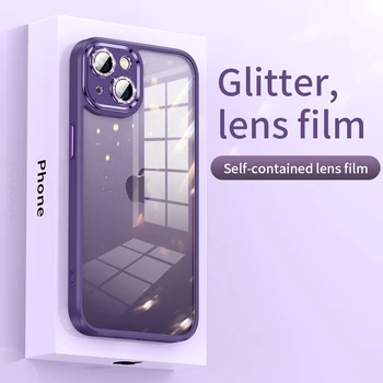 Роскошный блестящий прозрачный чехол для телефона с бриллиантами для iPhone 14 13 12 Pro Max Защита объектива Камеры Покрытие Противоударный Гибридный бронированный чехол