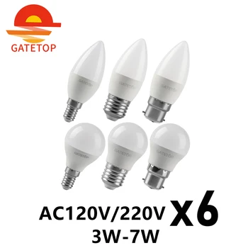 Светодиодная свеча мини-лампа AC120V/220V E27 E14 B22 без стробоскопа теплый белый свет 3 Вт-7 Вт подходит для освещения домашнего офиса