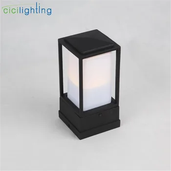 Новый минималистичный уличный светильник для газона, черный алюминий + белый абажур для ПК, наружный настенный светильник, светильник для освещения дверного столба