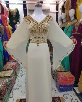 Украшение с Вышивкой с V-образным вырезом, Дубайские Кафтаны, Платье Farasha Abaya, Очень Необычное Длинное Платье
