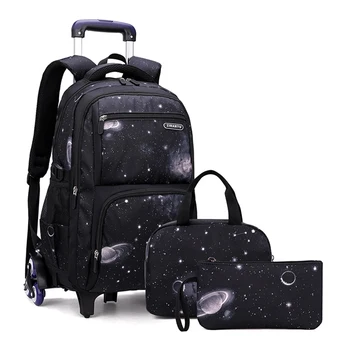 Детский рюкзак на колесиках для мальчиков и девочек, Багажный рюкзак на колесиках, школьная сумка-тележка, сумка для книг с сумкой для ланча, сумка для карандашей 2023