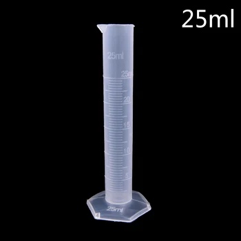пластиковый градуированный цилиндр объемом 25 мл со шкалой, измерительный цилиндр, химические лабораторные принадлежности