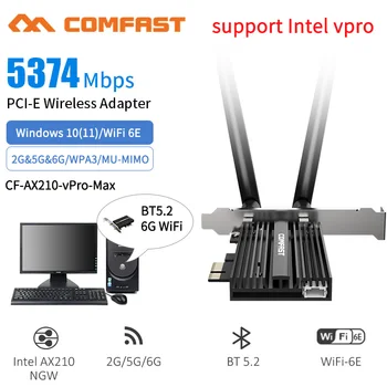 WiFi6E Intel vPro AX210 5374 Мбит/с PCI Express Беспроводной WiFi адаптер Bluetooth5.2 802.11ac/AX 2,4 G/5G/6GHz PCIe WiFi Сетевая карта