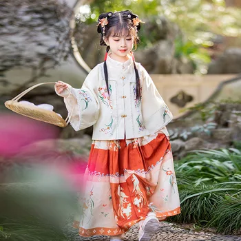 Милое платье Ханфу для девочек, Традиционный китайский детский тканевый наряд, Сценические костюмы для древних народных танцев, Косплей Восточной сказочной принцессы