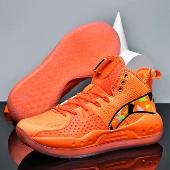 Новые Оранжевые Мужские Баскетбольные кроссовки, Дышащая Амортизирующая спортивная обувь, Мужские тренировочные кроссовки, Высококачественные Мужские Баскетбольные кроссовки